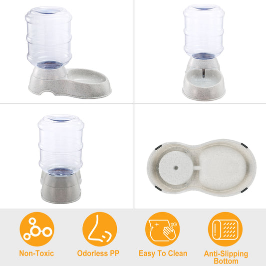 3.5L Automatic Pet Water Dispenser — Gravity Water Feeder for Dogs & Cats (Beige)