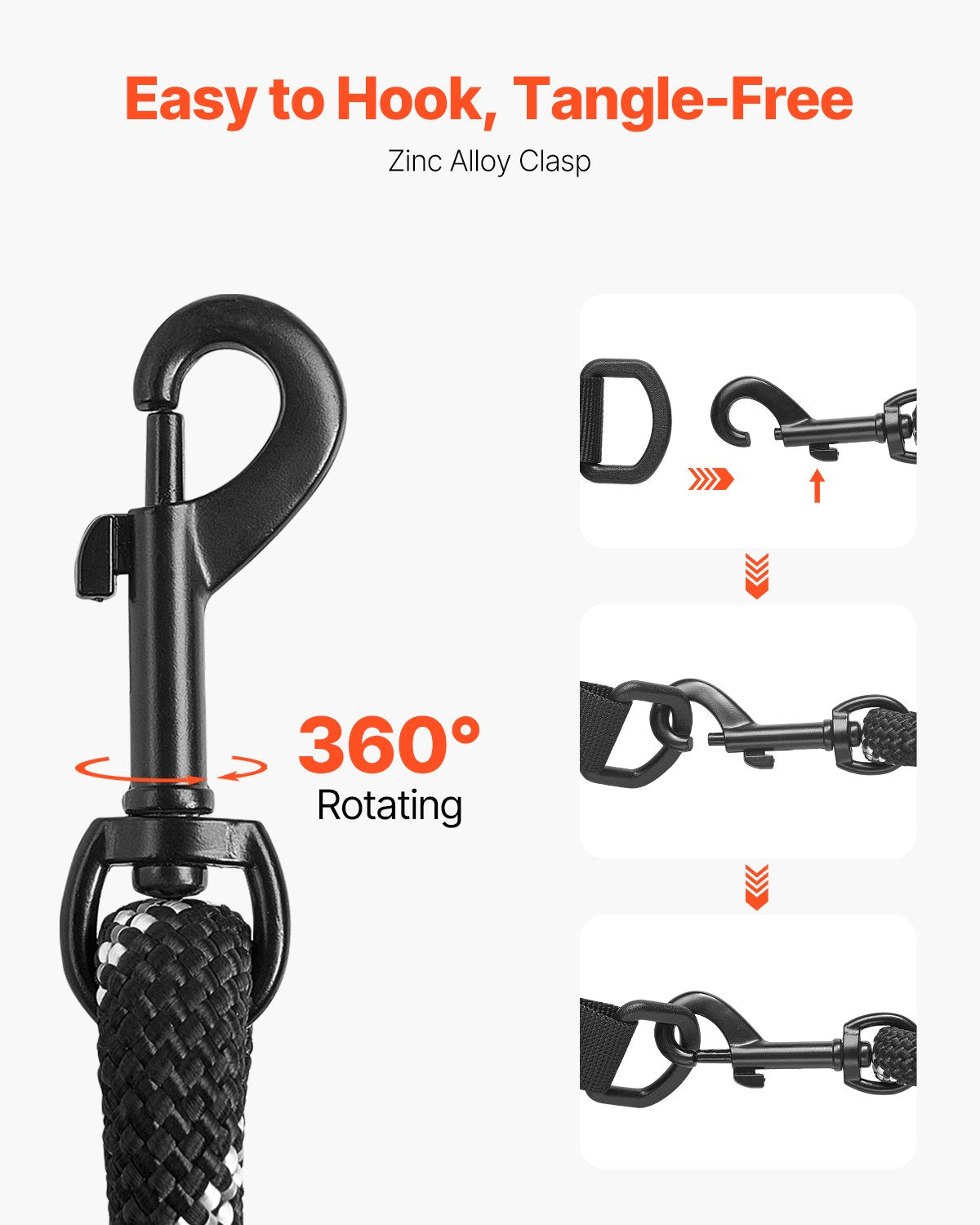 Heavy-Duty Reflective Rope Dog Leash – 6ft Padded Handle for Safe Night Walks