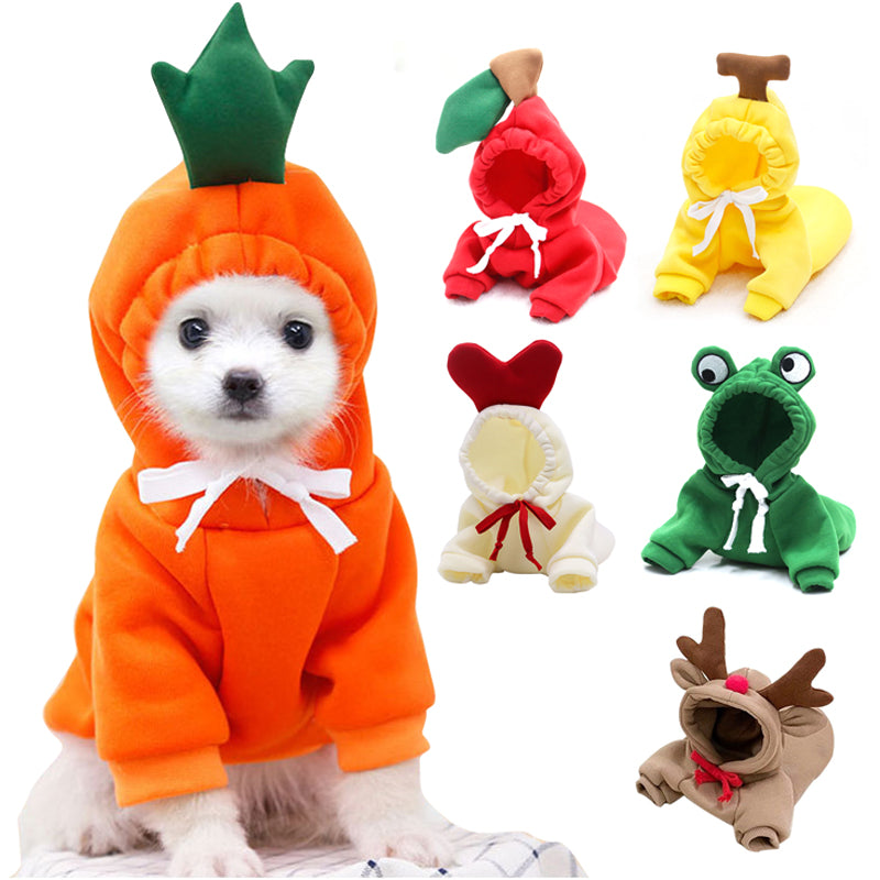 Cute Fruit Dog Hoodie – Warm Winter Fleece Sweater for Small Dogs