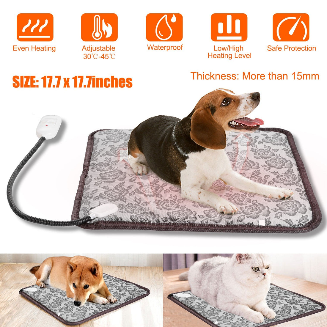 Electric dog heating pad with adjustable warmth for winter comfort