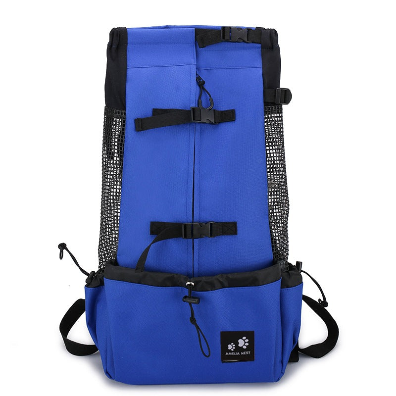 Dog carrier backpack with drawstring top opening