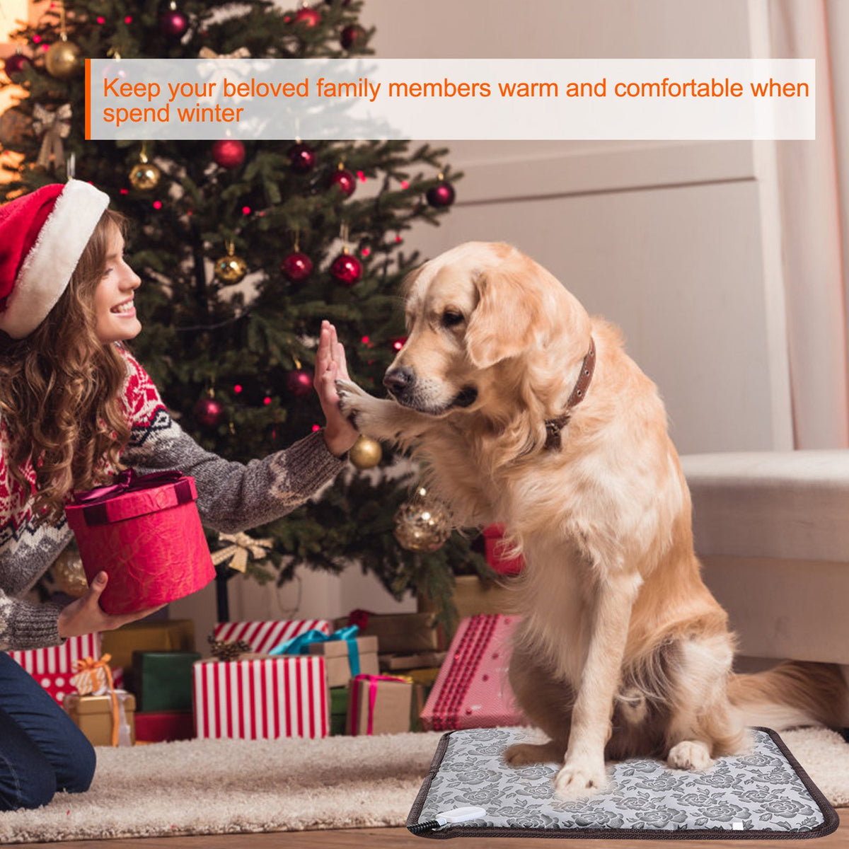 Dog heating pad with adjustable temperature 30-45C — warm mat for crates and beds