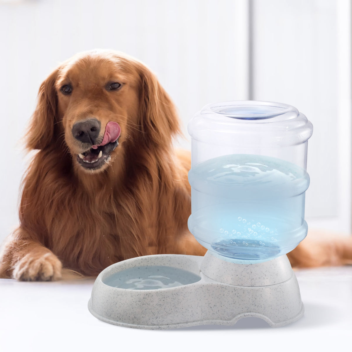 3.5L Automatic Pet Water Dispenser — Gravity Water Feeder for Dogs & Cats (Beige)