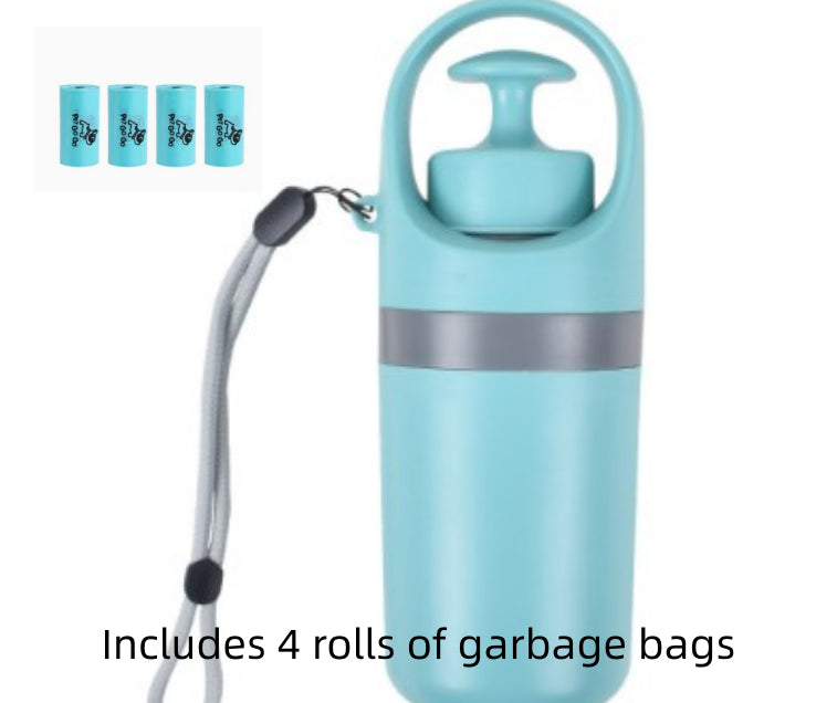 Portable Dog Pooper Scooper with Built-in Poop Bag Dispenser — Eight-Claw Shovel, Lightweight (Blue Gray)