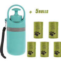 Portable Dog Pooper Scooper with Built-in Poop Bag Dispenser — Eight-Claw Shovel, Lightweight (Blue Gray)