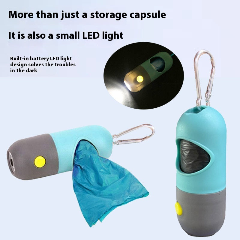 LED Light Pet Waste Bag Dispenser — Dog Poop Bag Holder for Night Walks (Blue Gray)