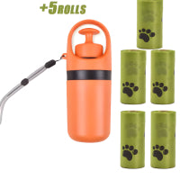 Portable Dog Pooper Scooper with Built-in Poop Bag Dispenser — Eight-Claw Shovel, Lightweight (Blue Gray)