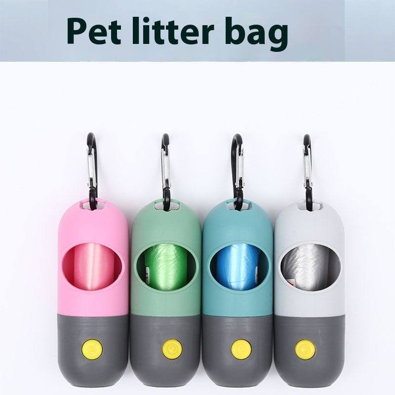 LED Light Pet Waste Bag Dispenser — Dog Poop Bag Holder for Night Walks (Blue Gray)