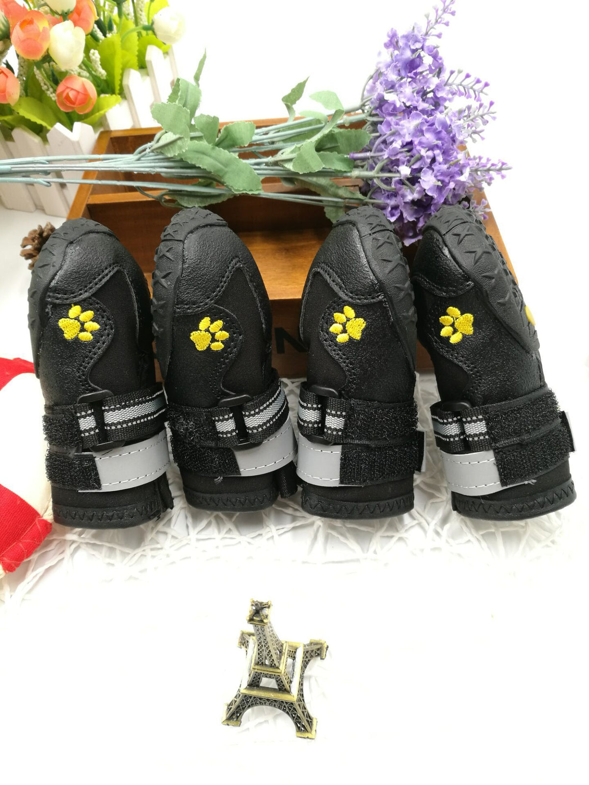 Adjustable strap dog shoes for a secure fit on walks