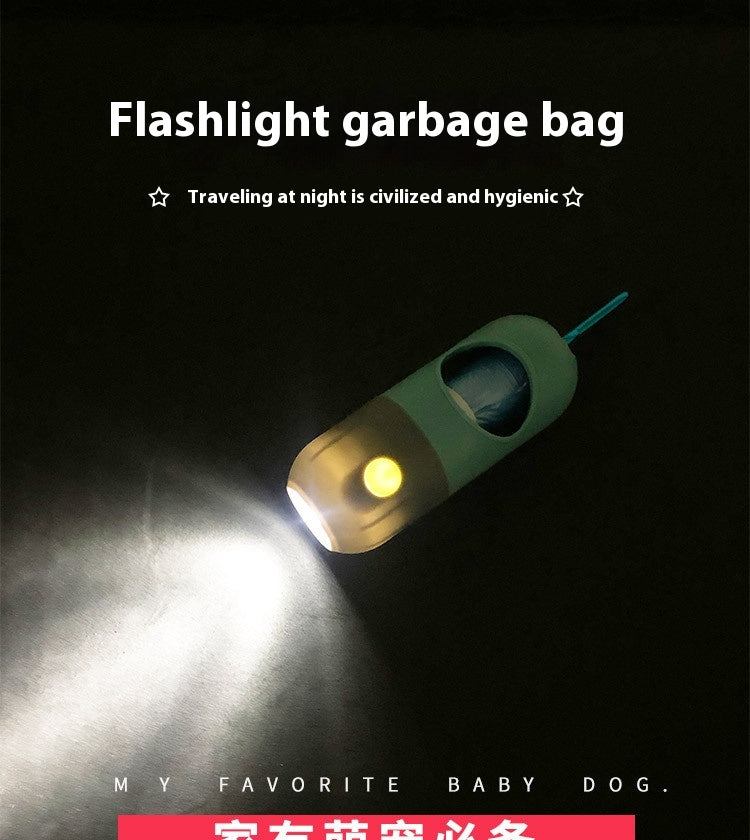 LED Light Pet Waste Bag Dispenser — Dog Poop Bag Holder for Night Walks (Blue Gray)