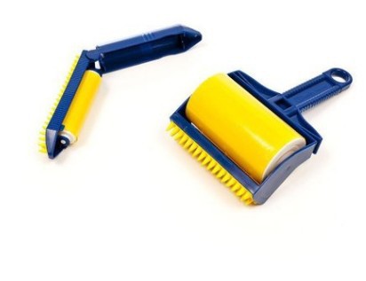 Washable pet hair remover roller with built-in brush for furniture