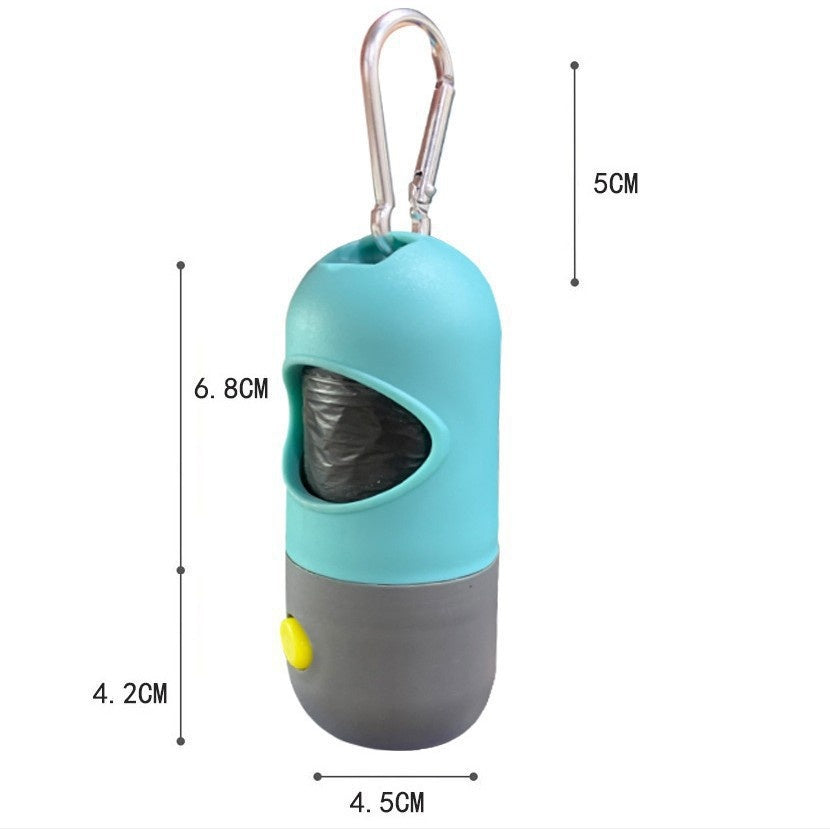 LED Light Pet Waste Bag Dispenser — Dog Poop Bag Holder for Night Walks (Blue Gray)