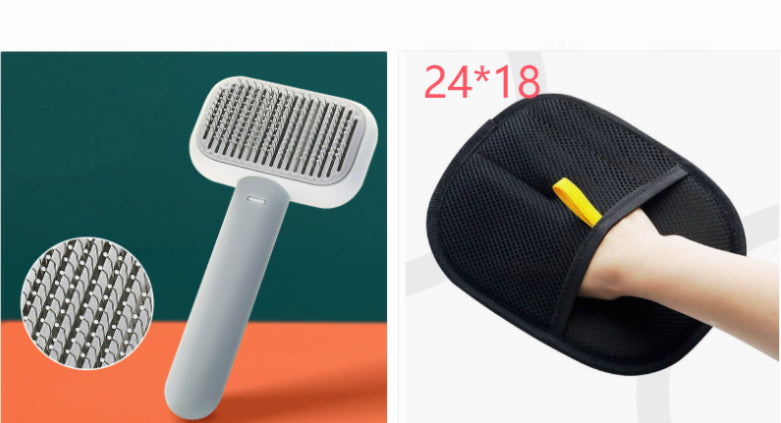 Green dog deshedding brush — gentle massage pins for sensitive skin