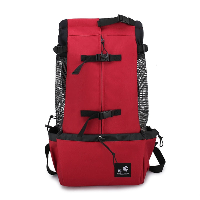 Adjustable strap dog backpack carrier for travel and vet trips