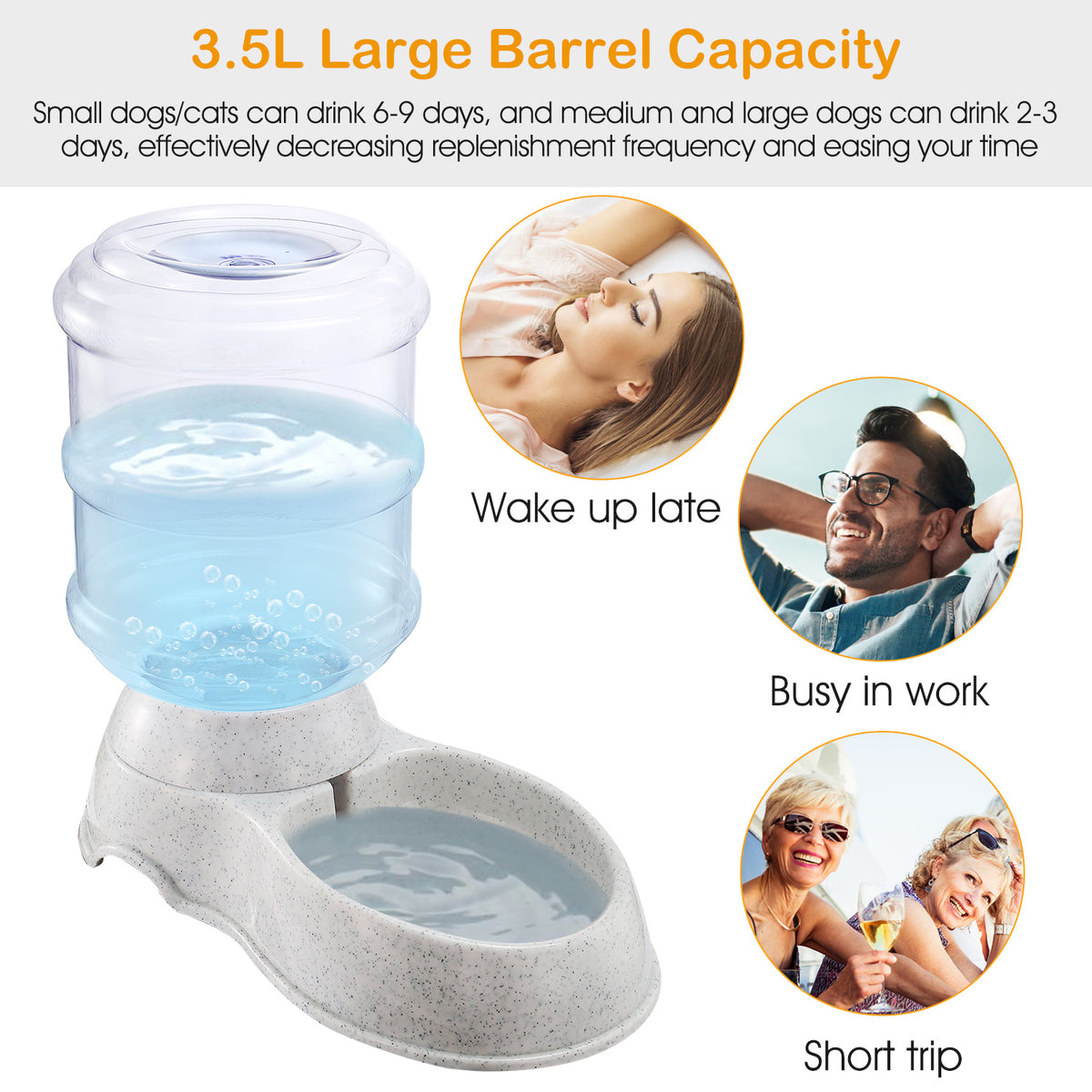 3.5L Automatic Pet Water Dispenser — Gravity Water Feeder for Dogs & Cats (Beige)