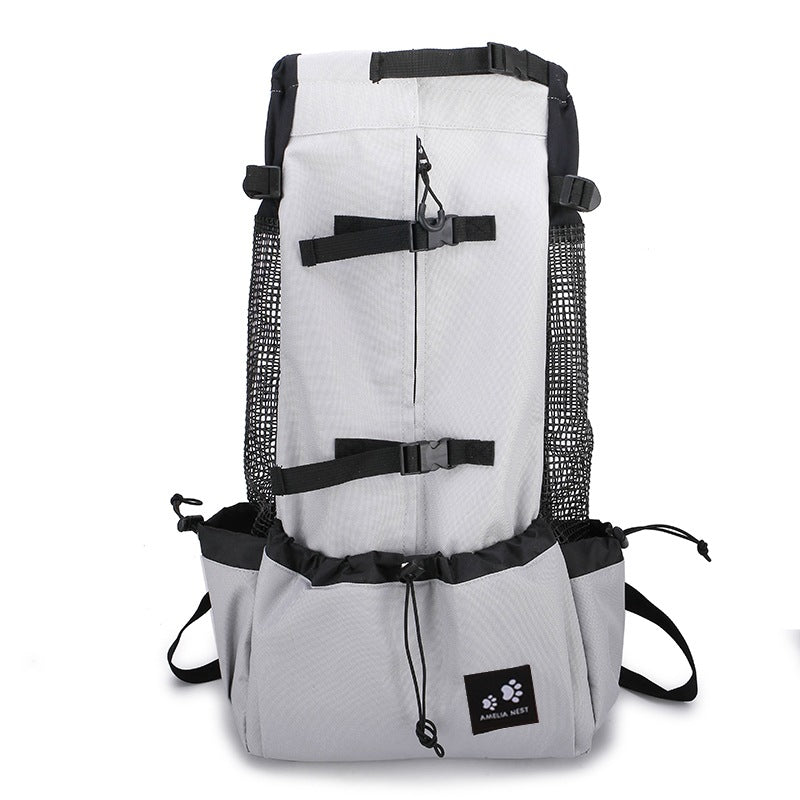 Mesh-sided dog carrier backpack in black