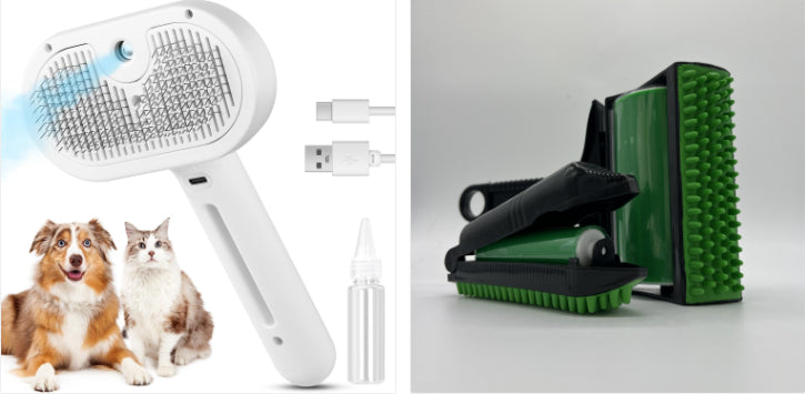 Washable adhesive lint roller and brush for pet hair on carpets
