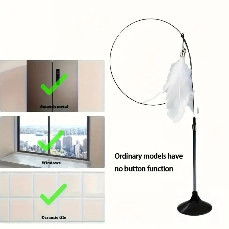 Cat Teaser Toy - Interactive Bell & Feather Wand - Ultimate Cat Toy
