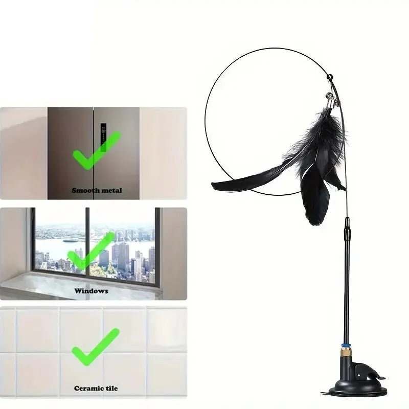 Cat Teaser Toy - Interactive Bell & Feather Wand - Ultimate Cat Toy