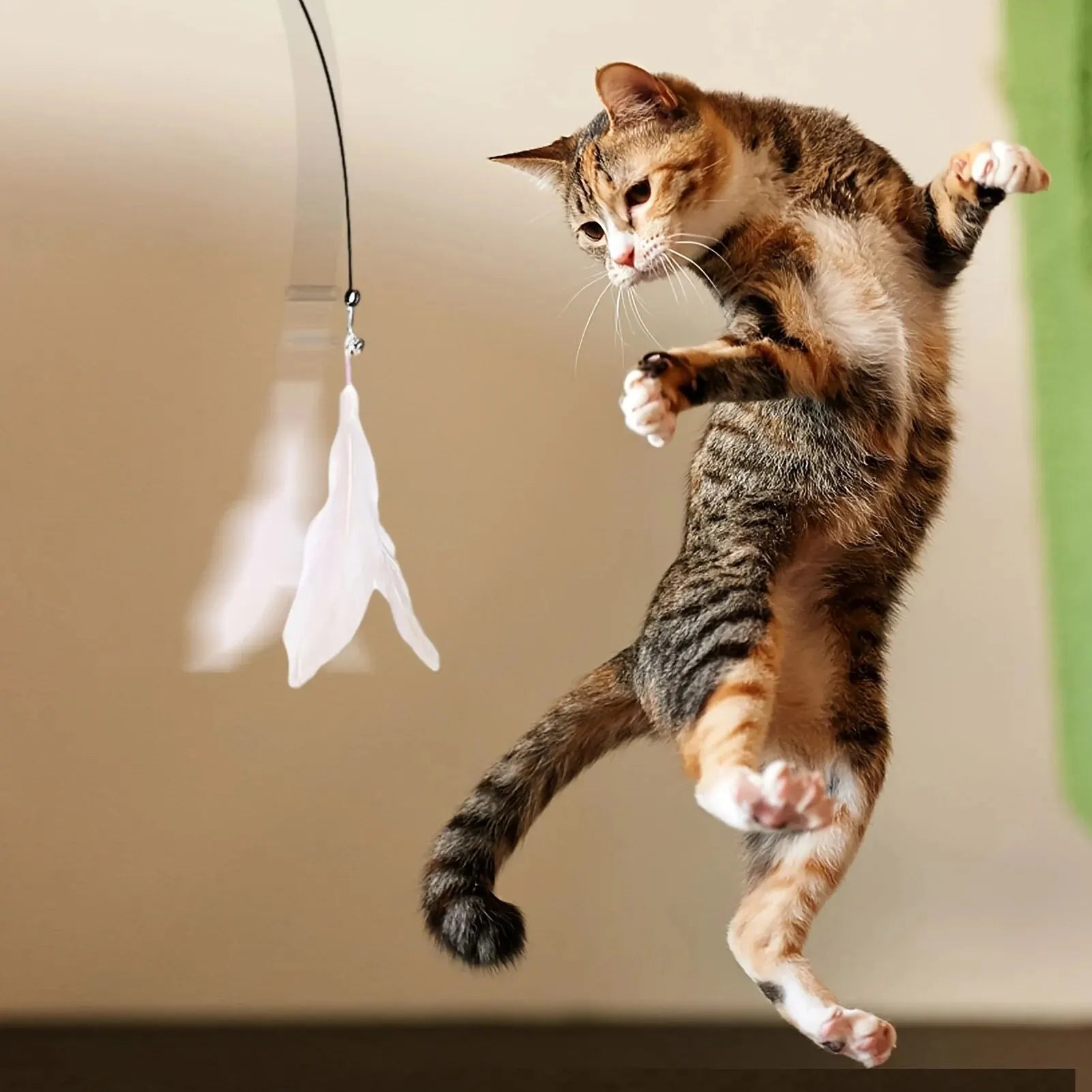 Cat Teaser Toy - Interactive Bell & Feather Wand - Ultimate Cat Toy