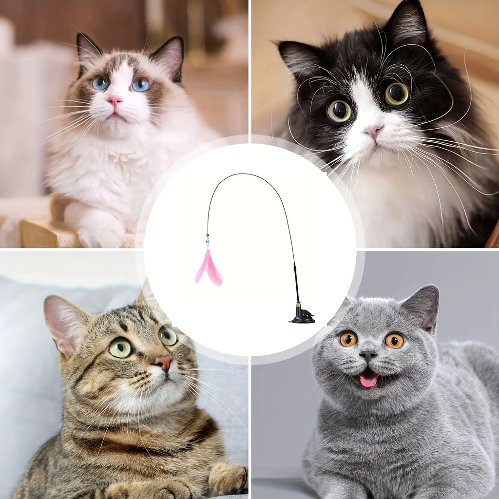 Cat Teaser Toy - Interactive Bell & Feather Wand - Ultimate Cat Toy