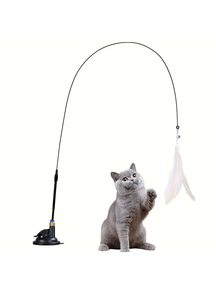 Cat Teaser Toy - Interactive Bell & Feather Wand - Ultimate Cat Toy