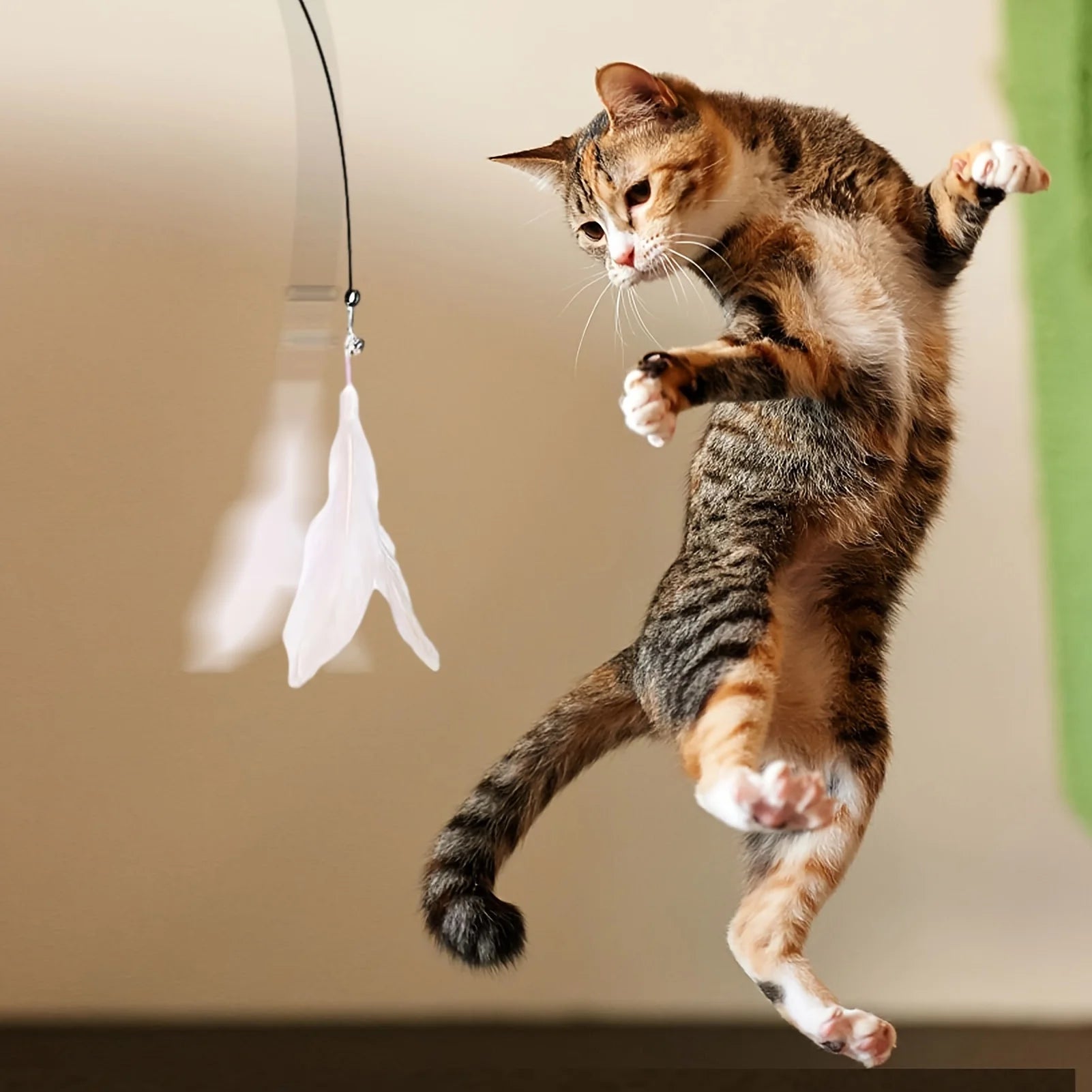 Cat Teaser Toy - Interactive Bell & Feather Wand - Ultimate Cat Toy