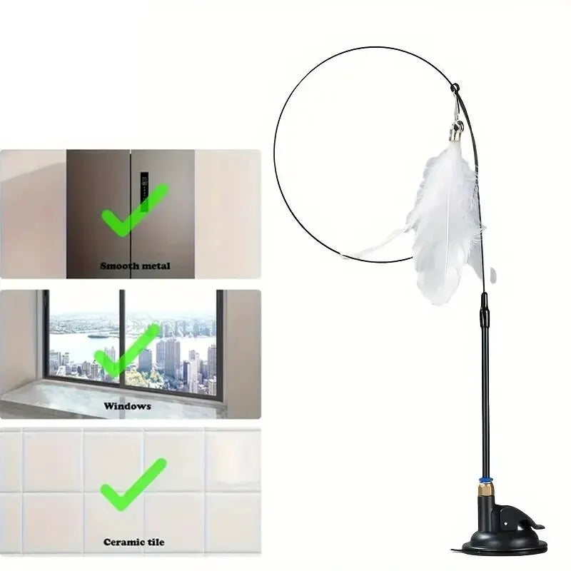 Cat Teaser Toy - Interactive Bell & Feather Wand - Ultimate Cat Toy