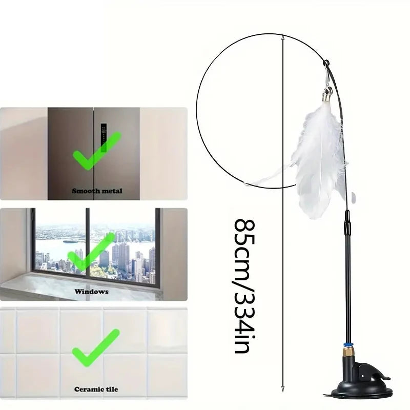 Cat Teaser Toy - Interactive Bell & Feather Wand - Ultimate Cat Toy