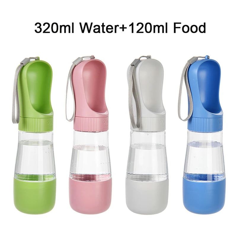 2-in-1 Dog Water & Food Travel Bottle – Leak-Proof, Multi-Color Options