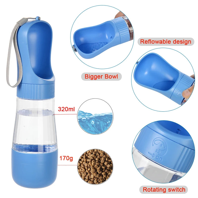 2-in-1 Dog Water & Food Travel Bottle – Leak-Proof, Multi-Color Options