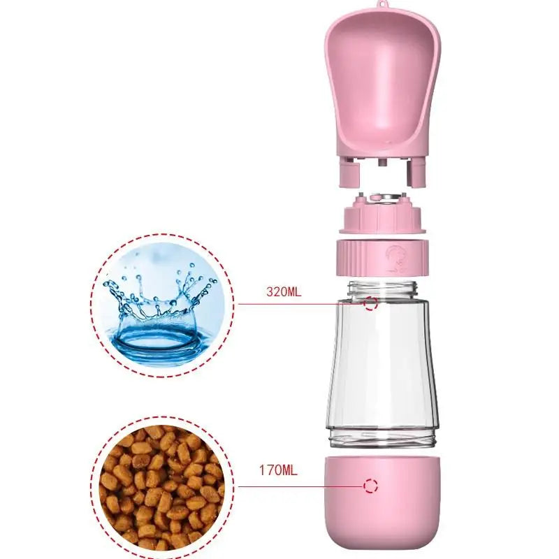2-in-1 Dog Water & Food Travel Bottle – Leak-Proof, Multi-Color Options