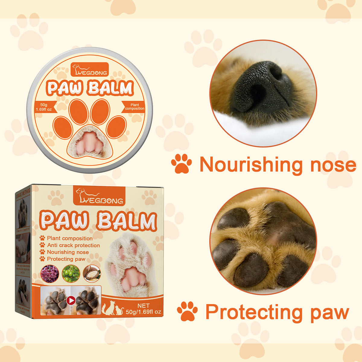 Natural Paw Balm for Dogs – Moisturizing Paw Wax, Protects & Heals Dry Cracked Paws