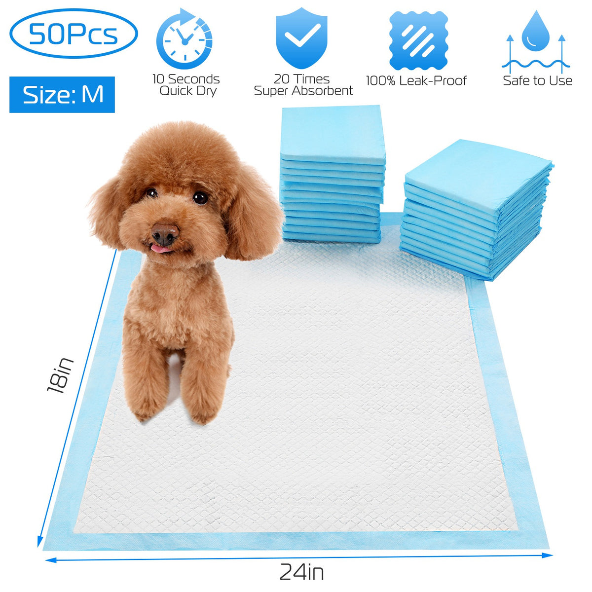 50-Pack Ultra-Absorbent Dog Training Pads – Leak-Proof Quick-Dry Puppy Pee Pads