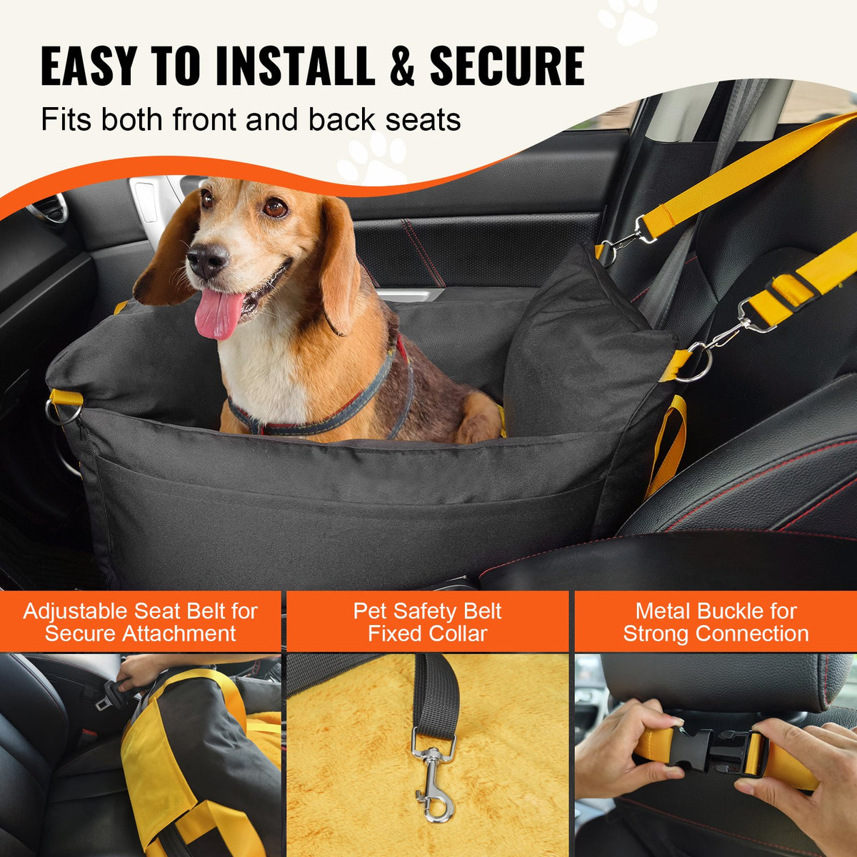 VEVOR Dog Booster Car Seat – Secure Pet Car Seat for Small Dogs Up to 25 lbs