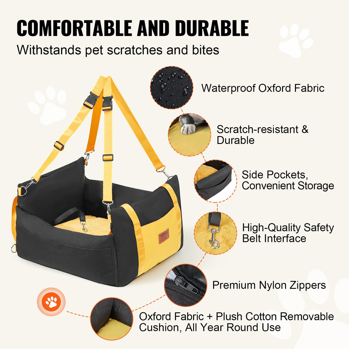 VEVOR Dog Booster Car Seat – Secure Pet Car Seat for Small Dogs Up to 25 lbs